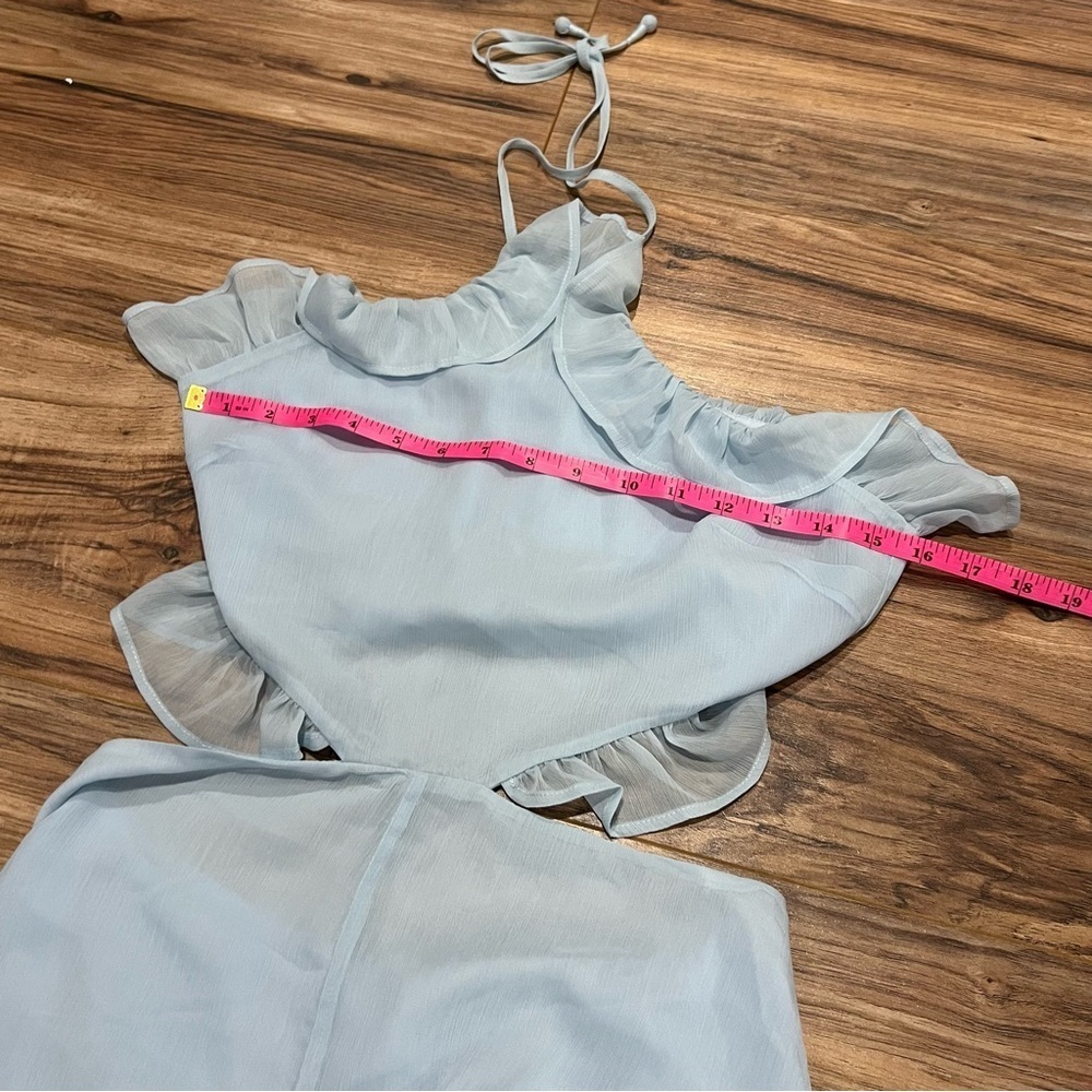 Revolve Tularosa Thea Halter Ruffle Romper in Baby Blue - Picture 8 of 10